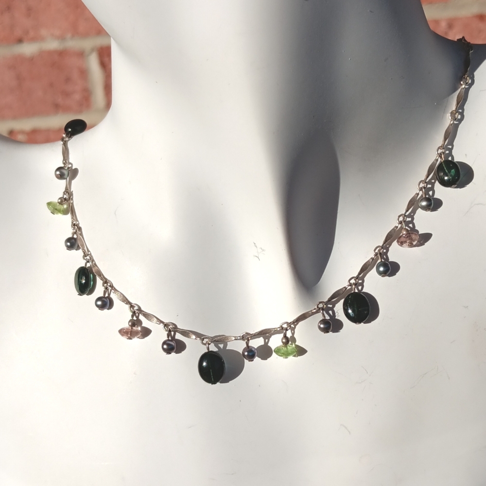 STERLING PC MULTI GEMSTONE NECKLACE